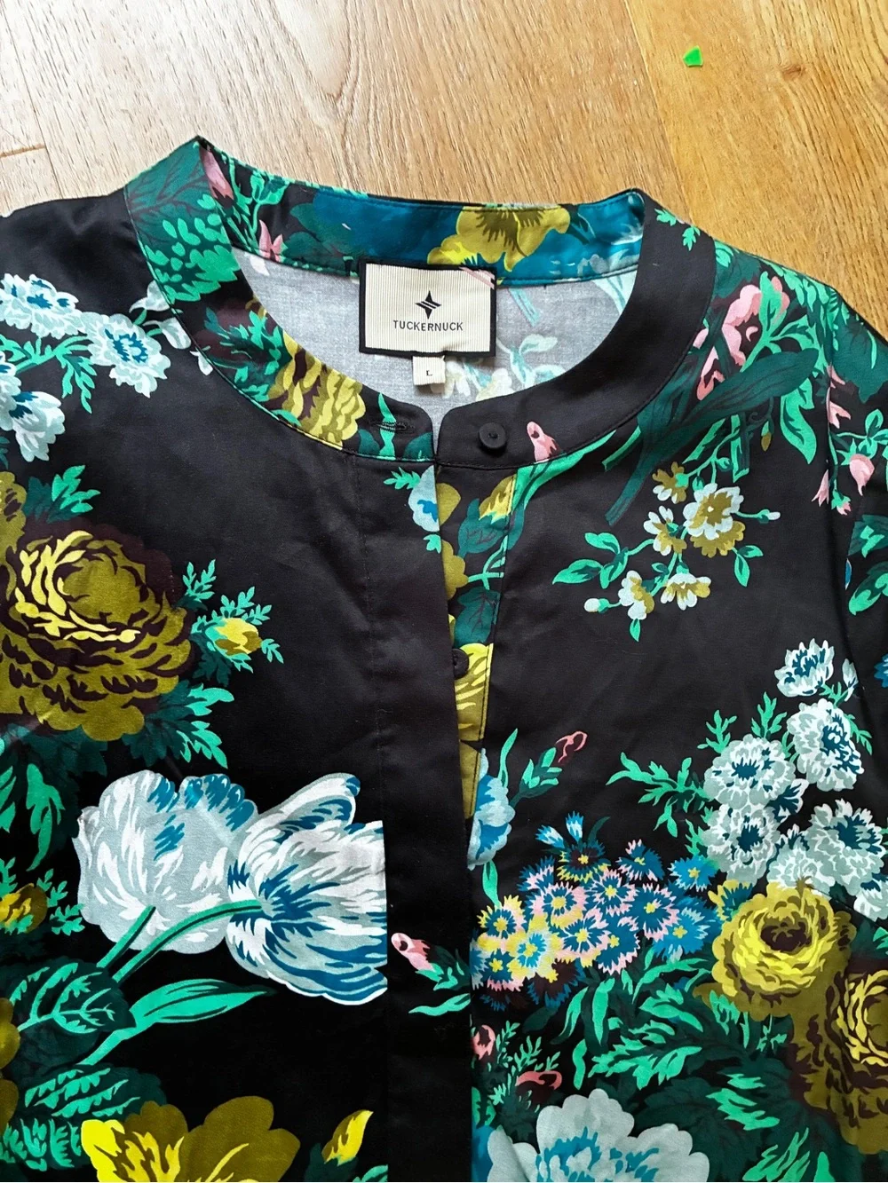 Tuckernuck Verdant Floral Royal Shirt Dress Black Bouquet Floral BNWT - Picture 3 of 4